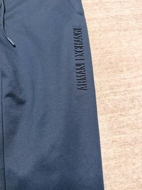 Armani Exchange Dark Blue Raised-Logo Joggers